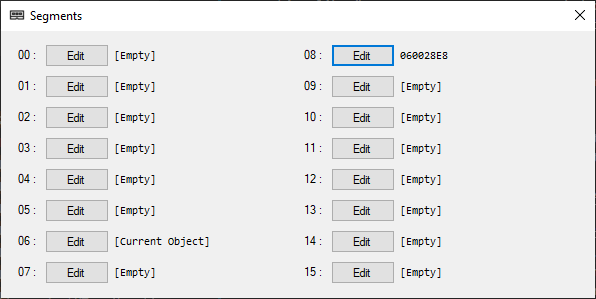 Setting segment 8 to one of the eye textures in Z64Utils