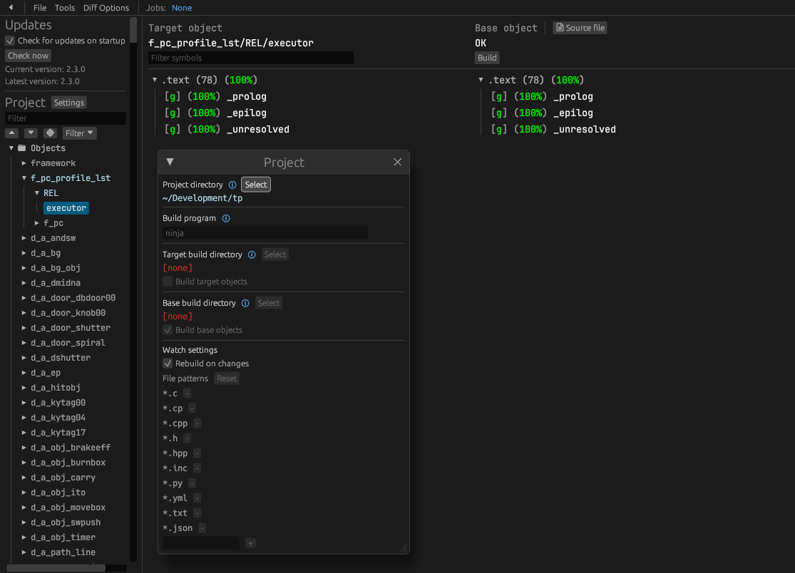 objdiff application window